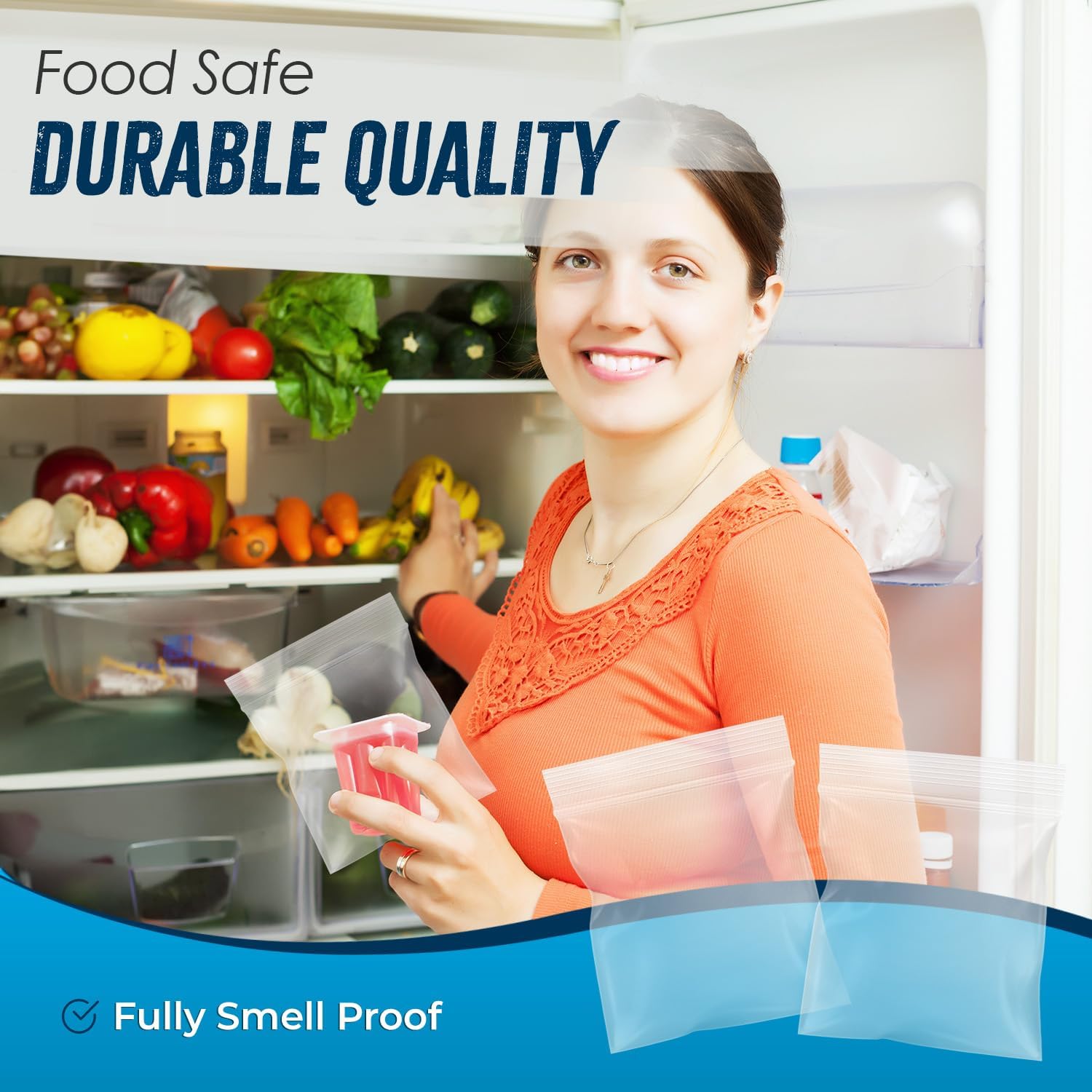 100 Grip Seal Freezer Bags *CHOOSE YOUR SIZE*| Strong Resealable and Reusable Clear Plastic Zip Lock Bags |Used for Food Storage Jewellery Medicine (5 x 7.5 Inch) - Image 7