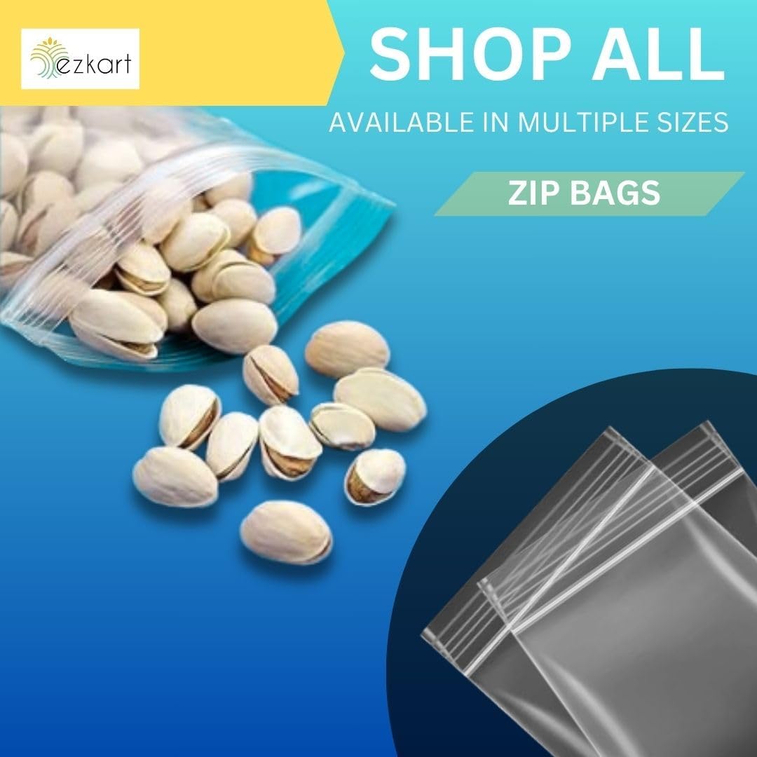 ezkart| 100x Strong Resealable Zip Lock Bags | Reusable Clear Plastic Bags | Ideal for Food Storage Jewellery Medicine (100, 1.5 x 2.5 Inch) - Image 2
