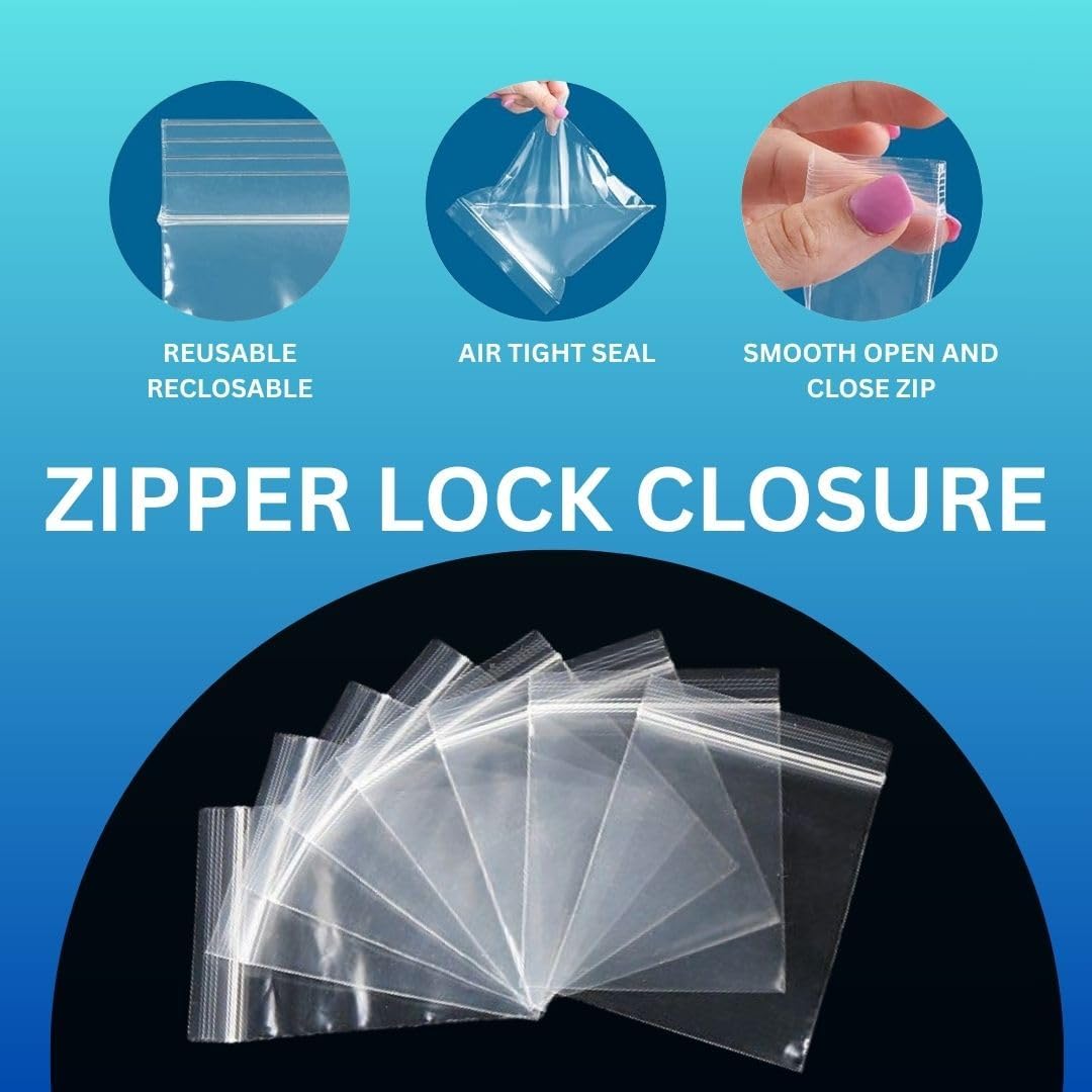 ezkart| 100x Strong Resealable Zip Lock Bags | Reusable Clear Plastic Bags | Ideal for Food Storage Jewellery Medicine (100, 1.5 x 2.5 Inch) - Image 7