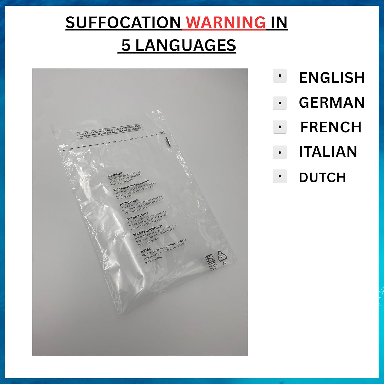100 Clear Self Seal Clothing Bags with Safety Warning Peel & Seal RESEALABLE Polypropylene Shirt,T-shirt garments clothing Display storage Postal Packing Sacks MAILERS DVIVA Size (14"x17") (355x431mm)