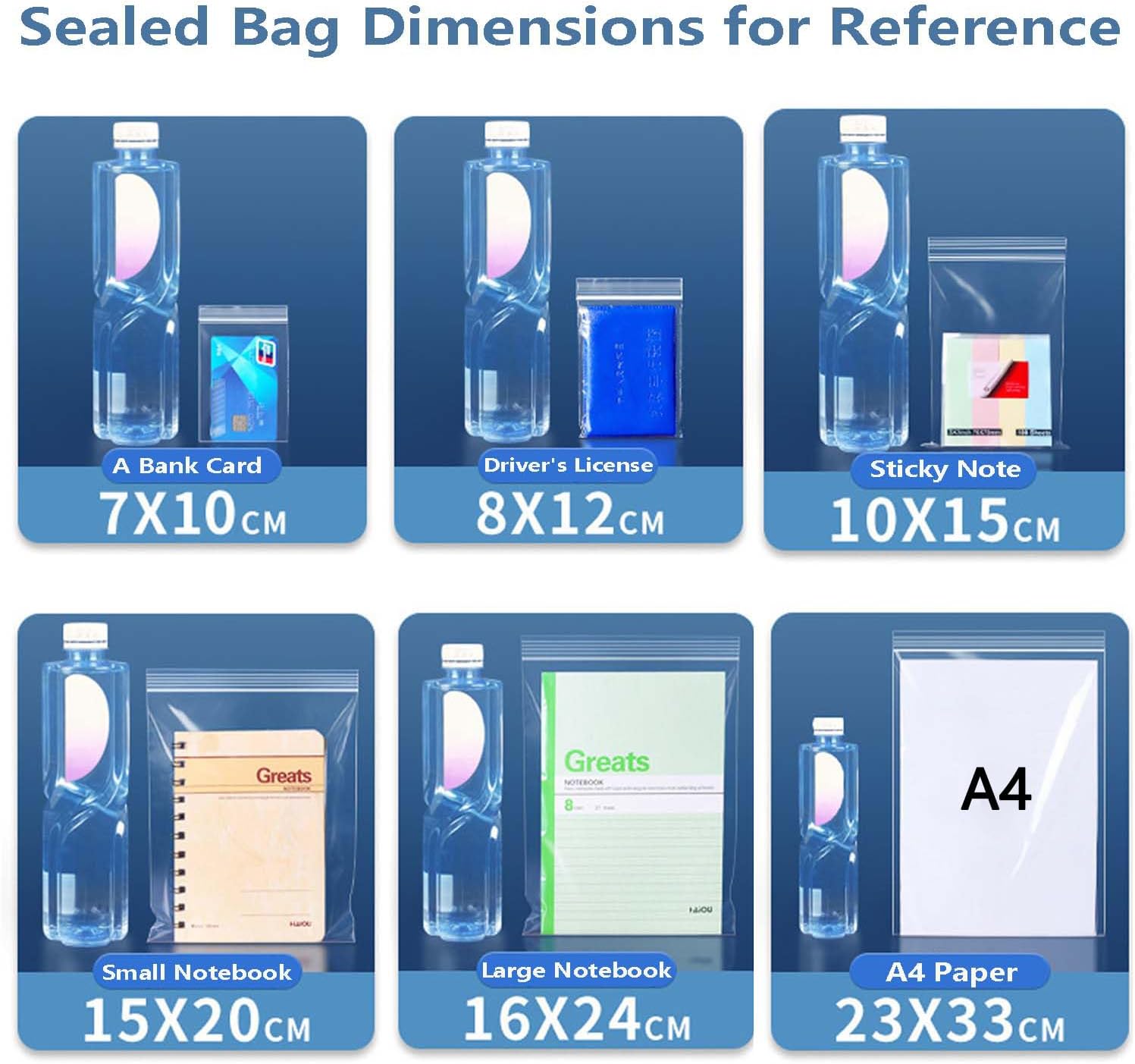 15x20cm Resealable Plastic Bags, 50 Strong Grip Seal Bags, Transparent Sealed Bag Thickening, Zip Lock Bag, Polythene Packaging for Kitchen Food Storage, Office Stationery, Snacks, Jewellery - Image 2