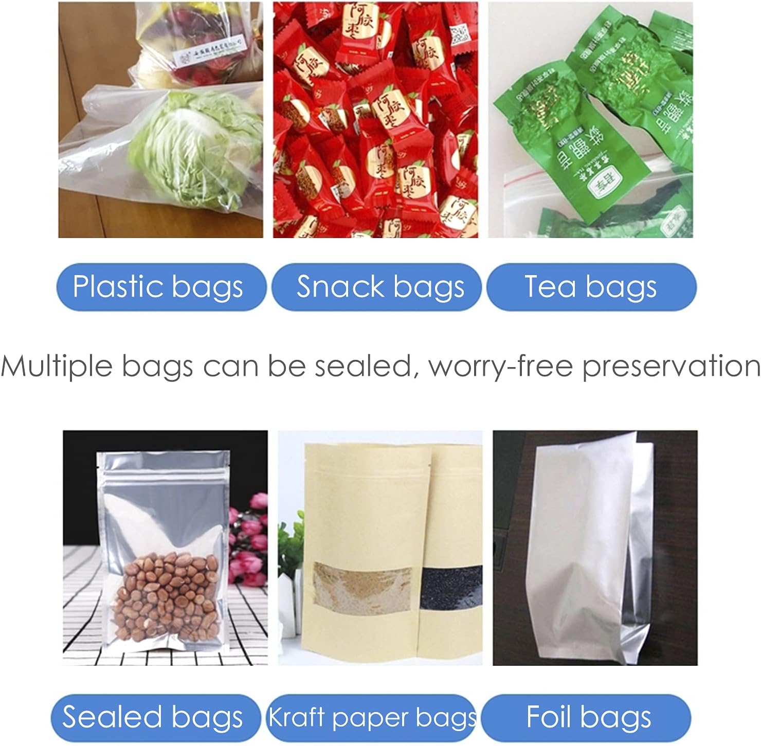 Impulse Heat Sealer Food Sealer Machines Film Sealing Machine for PP and PE Plastic Bag Sealer 300mm 350W Metal/ABS (Blue, 12") - Image 9