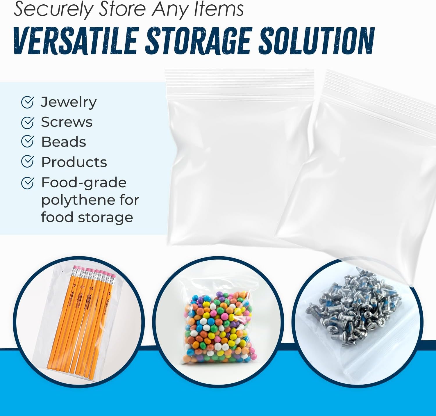 100 Grip Seal Freezer Bags *CHOOSE YOUR SIZE*| Strong Resealable and Reusable Clear Plastic Zip Lock Bags |Used for Food Storage Jewellery Medicine (2 x 2 Inch) - Image 5