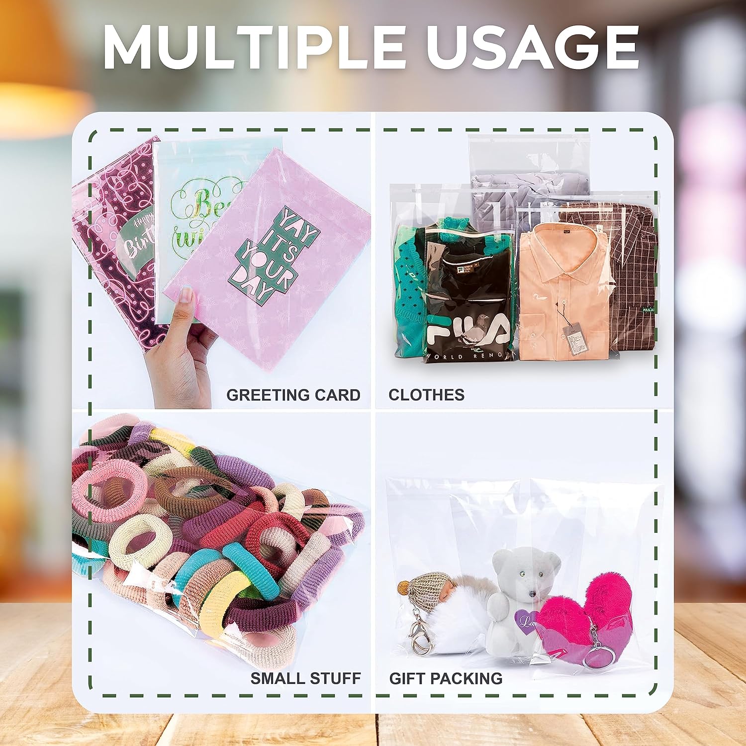 JeeJaan® 100 Pcs of Clothing Packaging Bags 12 x 15 in T-Shirt Bag 300 x 380 mm Clear Opp Bags for Postage - Image 3