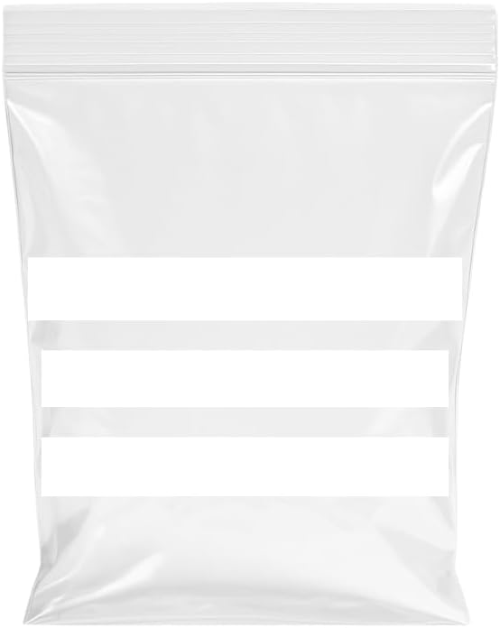 Pack of 100 Bags 5'' x 7.5'' Multipurpose Write on Panel/Stripe Grip Seal Zip Lock Reusable Resealable Strong Clear Plastic Polythene Bags Various Sizes (5'' x 7.5'')