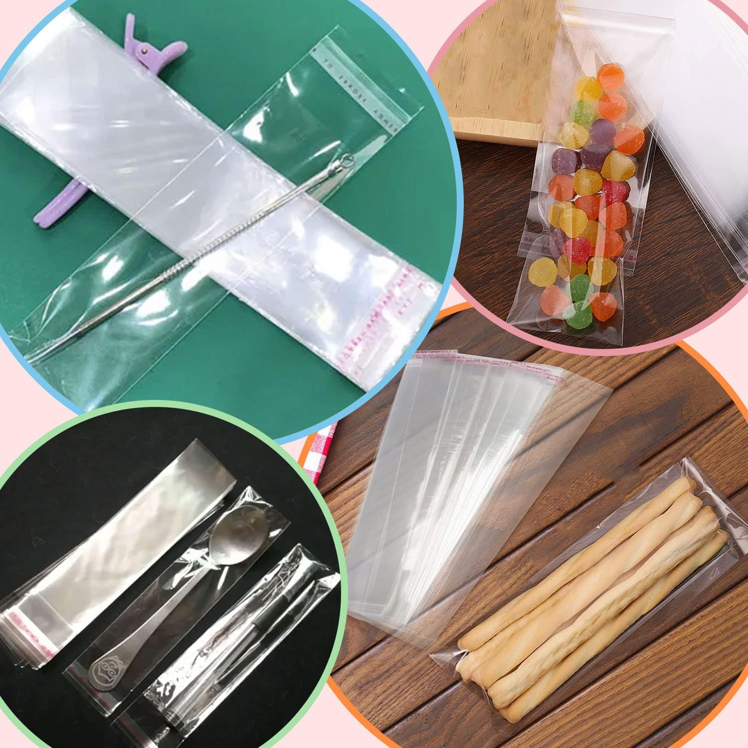 Clear Self-Adhesive Cellophane Bags, 200 Pcs, 5 x 15 cm, 50 µm, Airtight, Disposable, Polypropylene (PP) Plastic, Self-Adhesive Closure, Transparent - Image 7