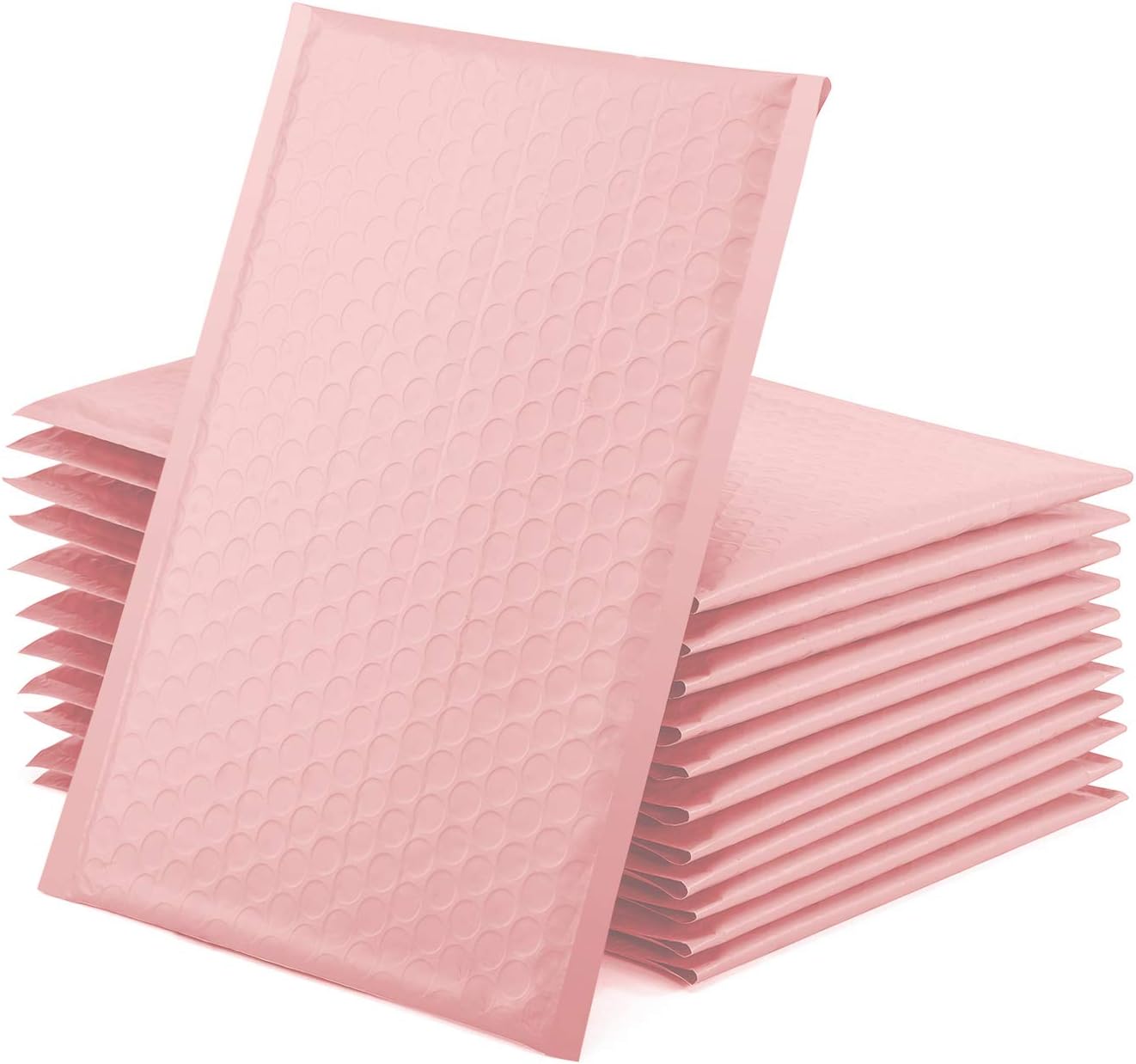 Switory 50Pcs Poly Bubble Mailers, 10.2x17.7cm Padded Envelopes Bubble Lined Wrap Polymailer Bags for Shipping Packaging Mailing Self Seal, Pale Pink (Outside Size: 10.2x22.3cm) - Image 2