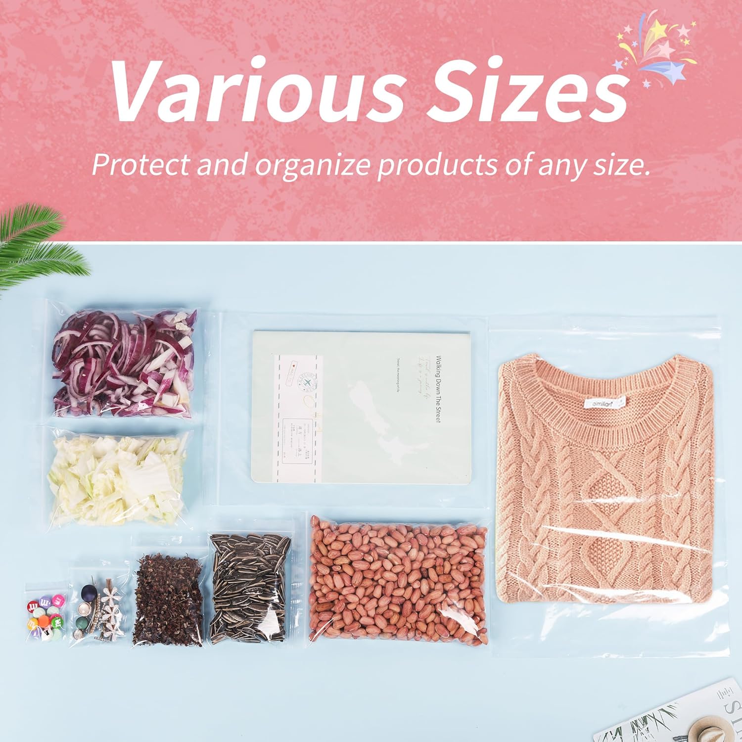 Small Plastic Grip Seal Bags Resealable Zip Poly Bags, A6 Clear Ziplock Bags Reusable Sealed Storage Pouches for Diamond Painting, Jewellery, Cards, Seeds, Foods Strorage - Image 6