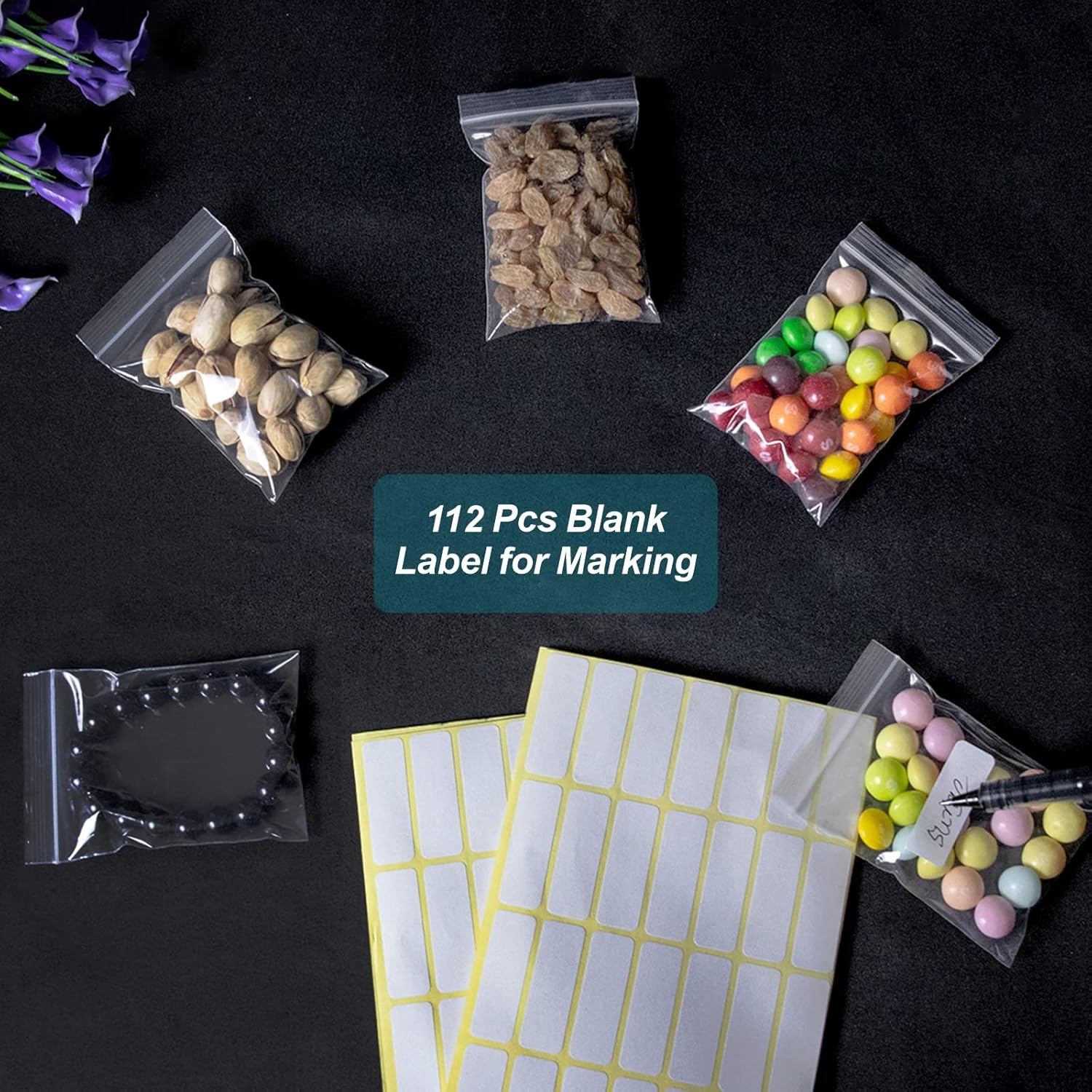 300 PCS Small Plastic Bags, 3 x 4 Inch Small Zip Bag, Transparent Jewelry Bags Reclosable, Clear Mini Baggies, Resealable Lock Poly Bag for Pill, Beads, Screws, Packaging - Image 5