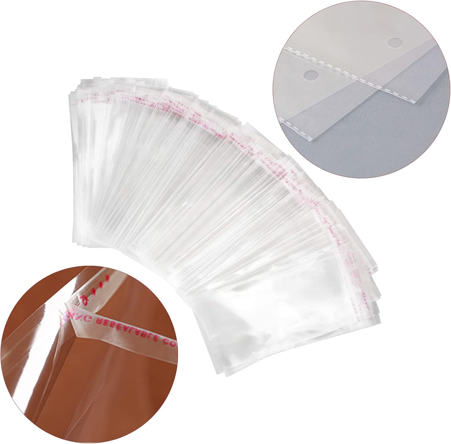 100pcs Self Seal Clear Cellophane Bags,10 * 15cm Self-Adhesive CookiesBags,Clear Resealable CellophaneBag Self Seal PlasticBags,Small Multi Purpose OPP Bags for DIY Handmade etc - Image 3