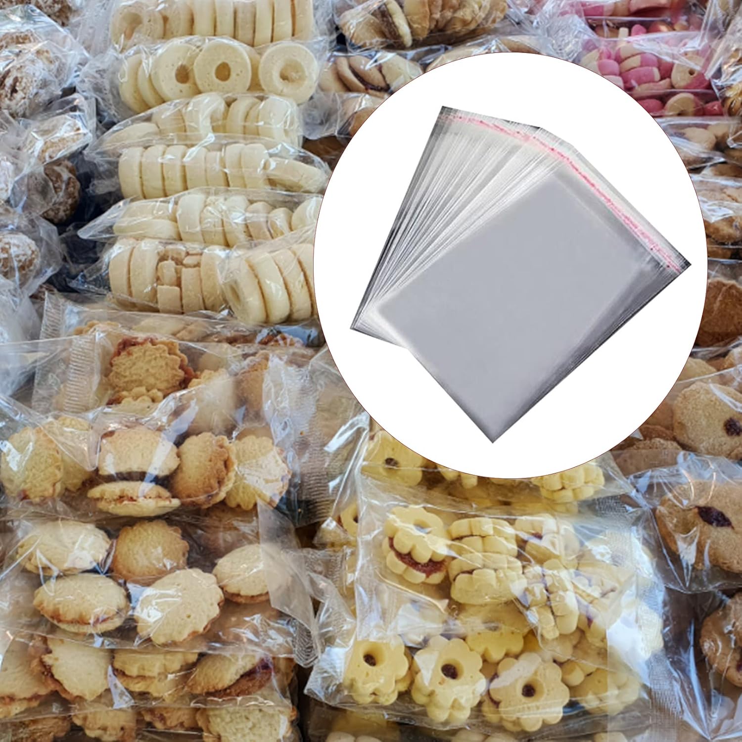 100pcs Self Seal Clear Cellophane Bags,10 * 15cm Self-Adhesive CookiesBags,Clear Resealable CellophaneBag Self Seal PlasticBags,Small Multi Purpose OPP Bags for DIY Handmade etc - Image 4