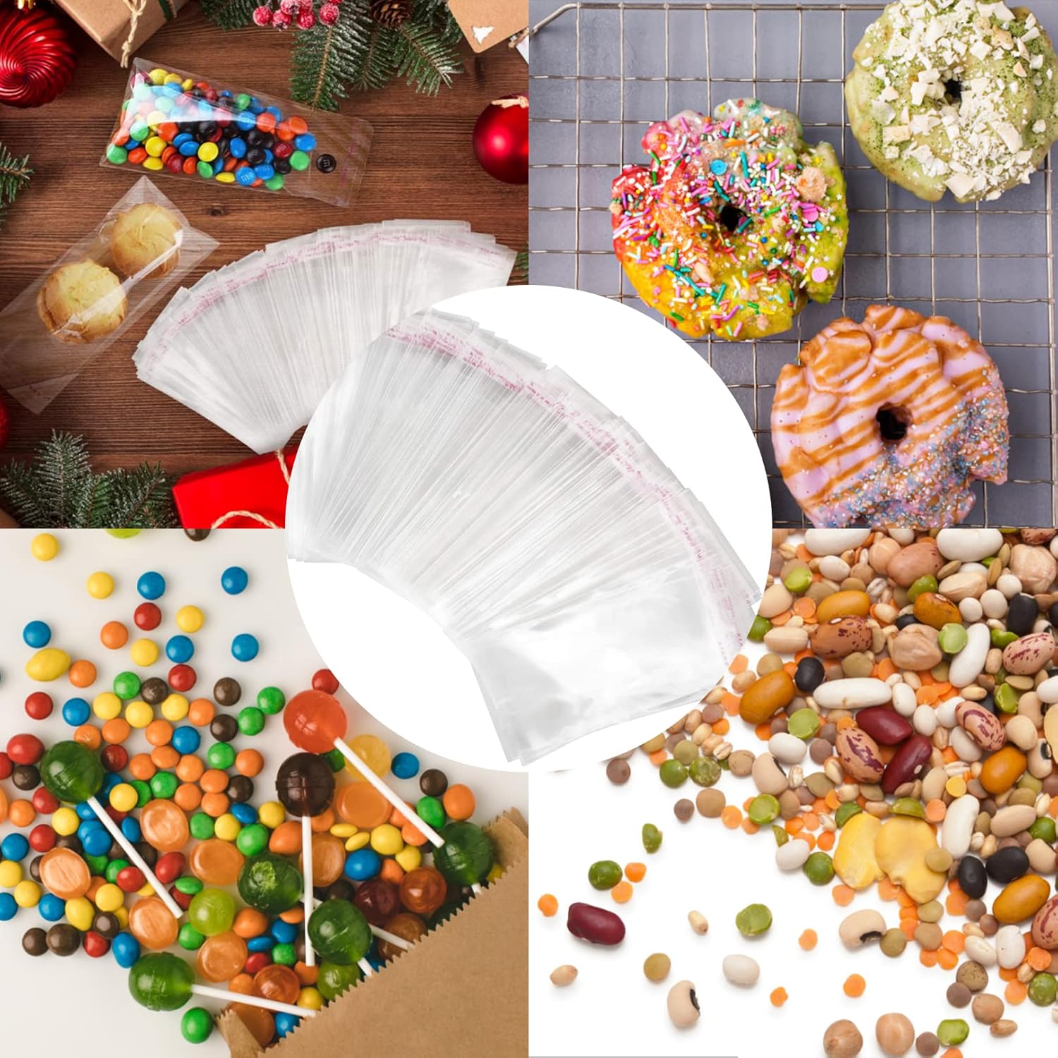 100pcs Self Seal Clear Cellophane Bags,10 * 15cm Self-Adhesive CookiesBags,Clear Resealable CellophaneBag Self Seal PlasticBags,Small Multi Purpose OPP Bags for DIY Handmade etc - Image 6