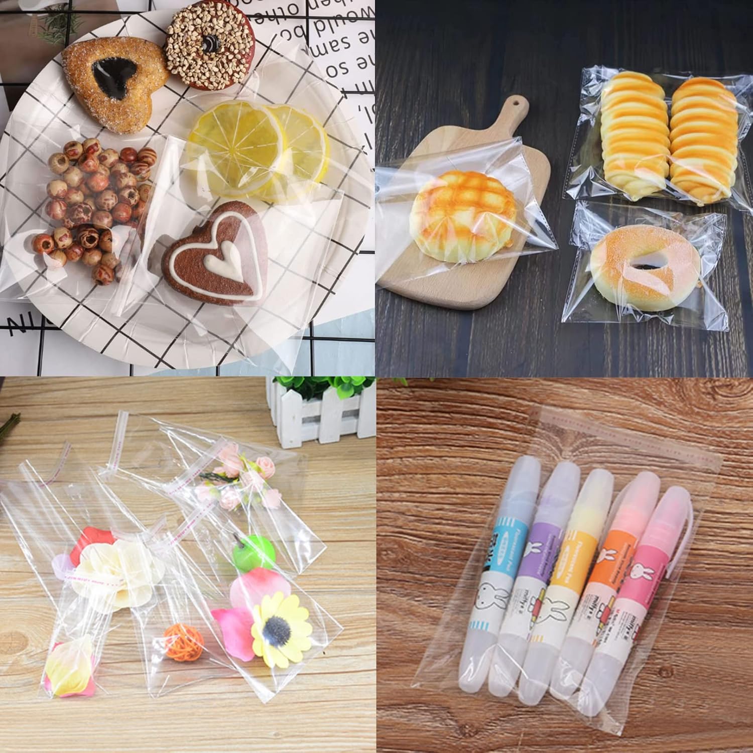 100pcs Self Seal Clear Cellophane Bags,10 * 15cm Self-Adhesive CookiesBags,Clear Resealable CellophaneBag Self Seal PlasticBags,Small Multi Purpose OPP Bags for DIY Handmade etc - Image 7