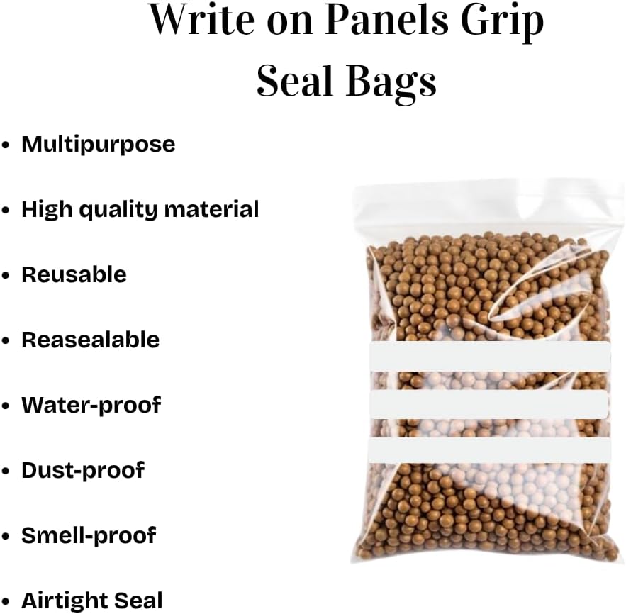 Pack of 100 Bags - 6'' x 9'' Multipurpose Write on Panel/Stripe Grip Seal Zip Lock Reusable Resealable Strong Clear Plastic Polythene Bags (6'' x 9'') - Image 5
