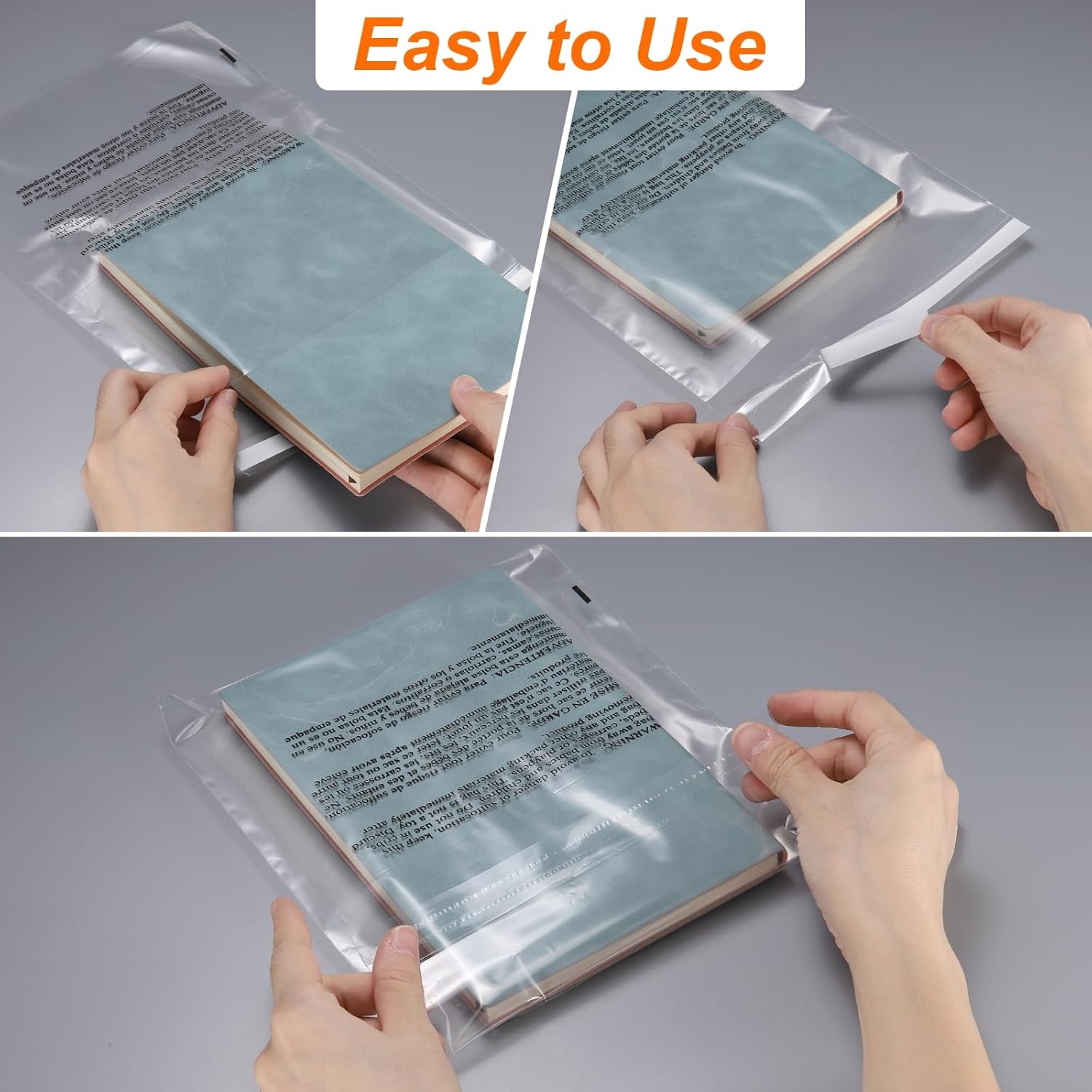 sourcing map 200pcs Self Sealing Clear Poly Bags with Suffocation Warning, 15.2x22.8cm Clear Poly Shipping Bags with Extra Strong Adhesive for Retail Supply Packaging - Image 4