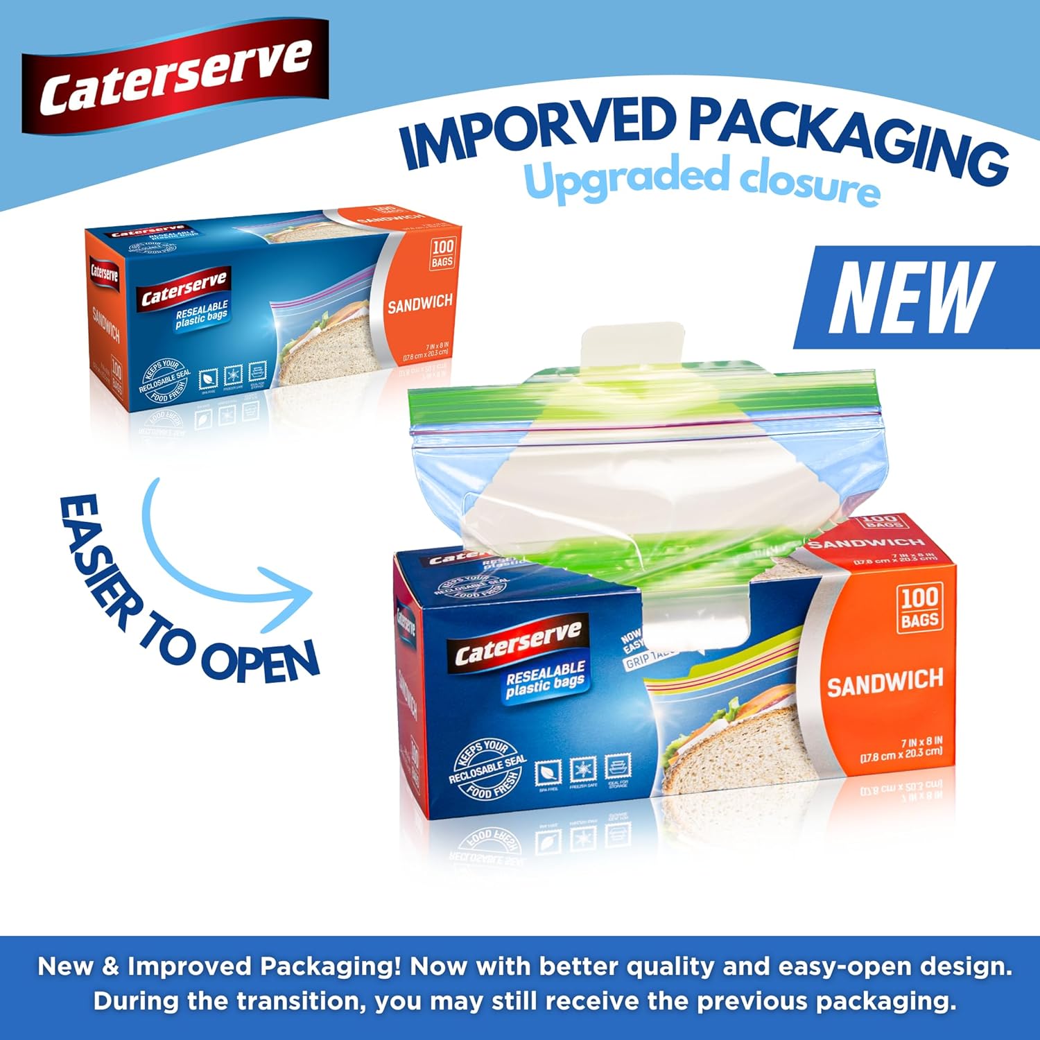 Plastic Sandwich Bags – Zip Food Bags – Transparent Lunch Bags with Ziplock Closure – 200 pcs Small Snack Bag – 7 x 8-inch Freezer Bags – Non-BPA Plastic – Reusable Sandwich Bags for School and Work - Image 3