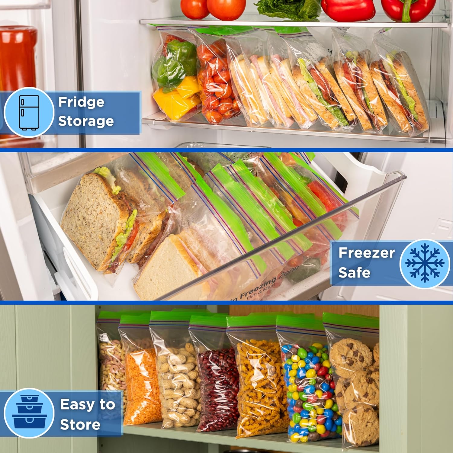 Plastic Sandwich Bags – Zip Food Bags – Transparent Lunch Bags with Ziplock Closure – 200 pcs Small Snack Bag – 7 x 8-inch Freezer Bags – Non-BPA Plastic – Reusable Sandwich Bags for School and Work - Image 5