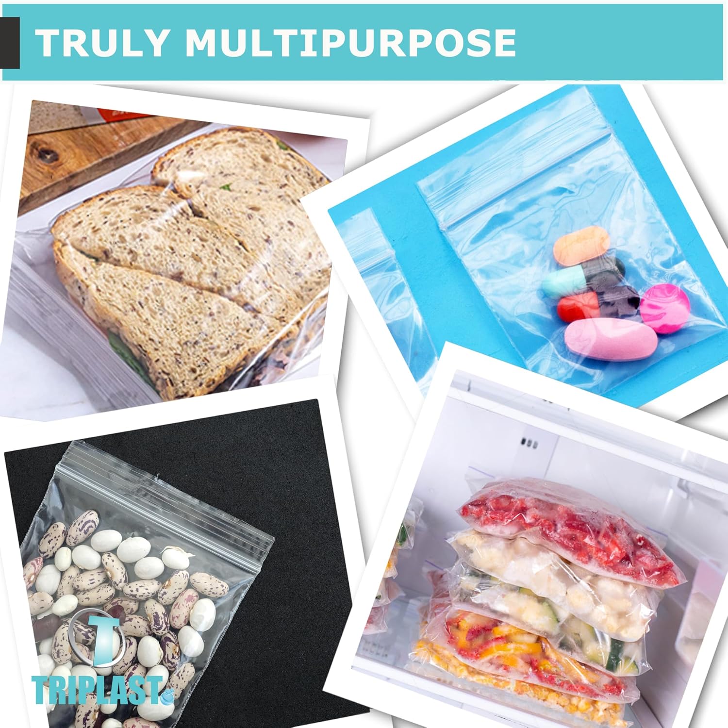 Triplast Grip Seal Clear Plastic Bags - Pick Qty & Size: 200 x G7 (5.5x5.5") - Multipurpose Resealable Polythene Pouches - Click & Seal Small Plastic Bags for Souvenirs, Accessories & Jewellery - Image 3