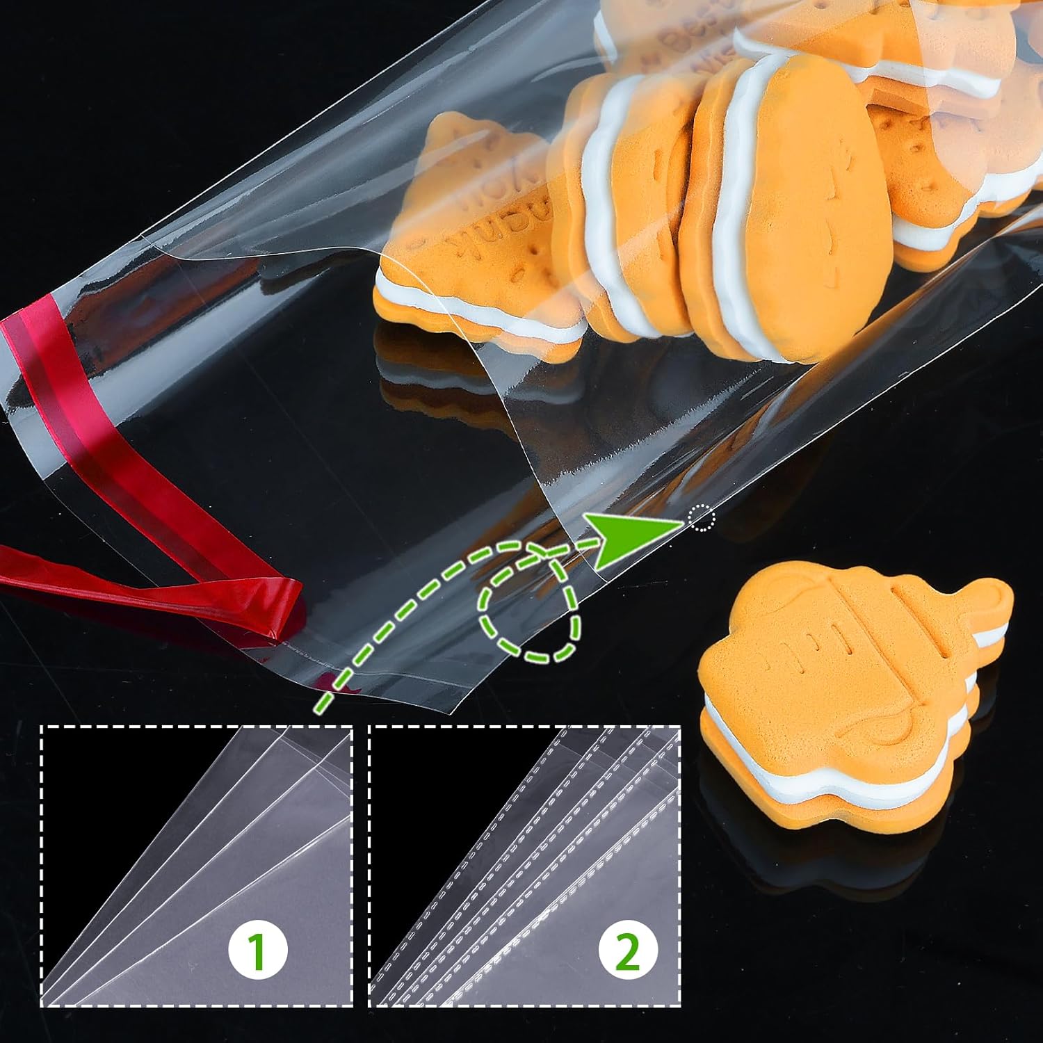 mawmuaw 400 Pieces Clear Cellophane Bags 5x8 cm Self Adhesive Plastic Bags Reusable OPP Small Self Seal Cookie Bag for Biscuits Sweets Bread Jewellery DIY Handmade - Image 4