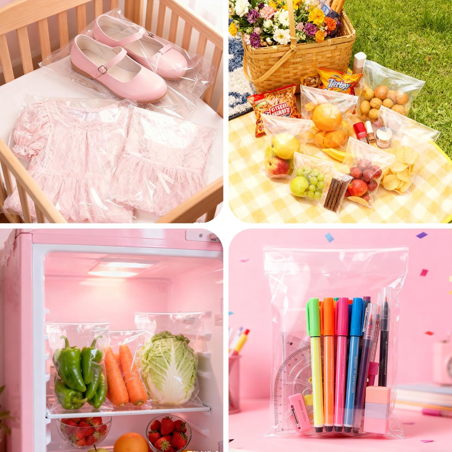 mawmuaw 400 Pieces Clear Cellophane Bags 5x8 cm Self Adhesive Plastic Bags Reusable OPP Small Self Seal Cookie Bag for Biscuits Sweets Bread Jewellery DIY Handmade - Image 5