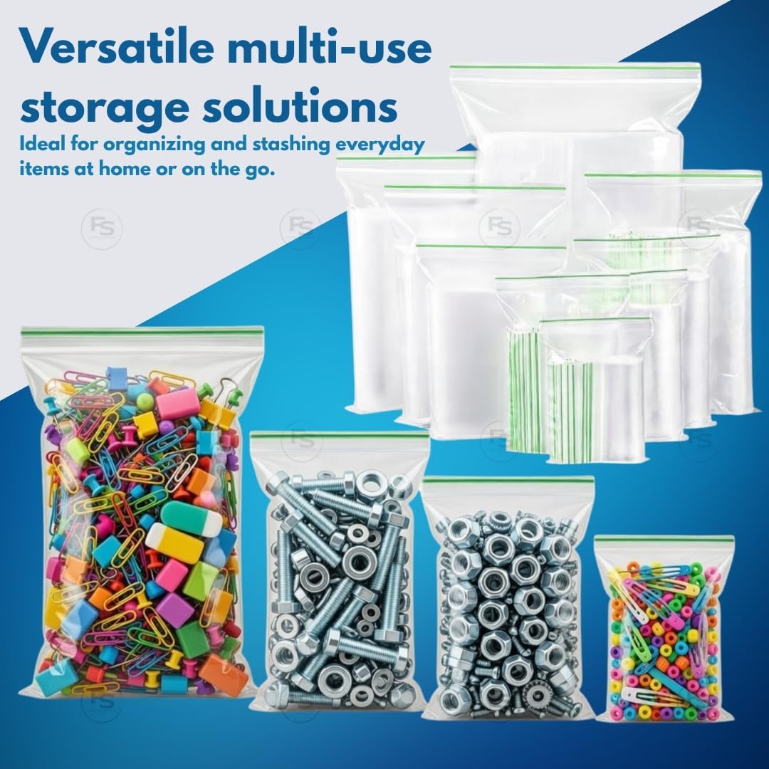 100 Grip Seal Bags 50 x 50mm | Reusable Strong Zip Lock | Small Clear Resealable Plastic Bags | Polythene Packaging for Food Storage, Jewellery - by FOGG Supplies (50 x 50) - Image 4