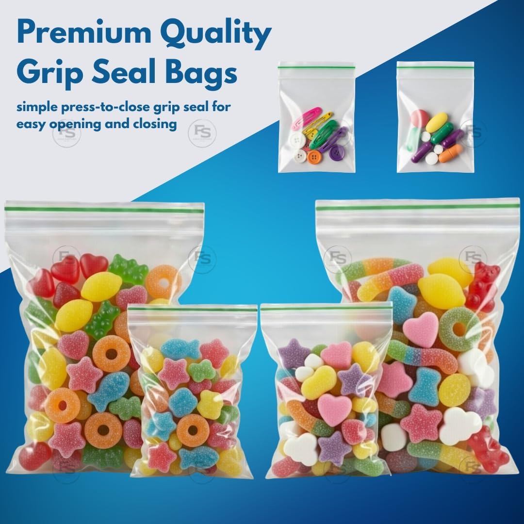 100 Grip Seal Bags 50 x 50mm | Reusable Strong Zip Lock | Small Clear Resealable Plastic Bags | Polythene Packaging for Food Storage, Jewellery - by FOGG Supplies (50 x 50) - Image 5