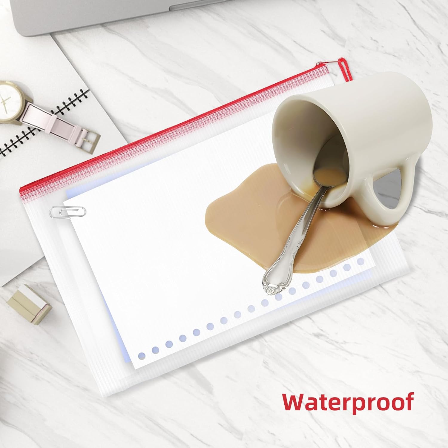 Plastic Wallets Folders Zip Lock Bags - 24PCS A4 Zip Wallets A5 Ziplock Bags Waterproof Document File Folders Plastic Pockets A6 Mesh Zipper Pouch Storage Bag for School, Office, Travel (8 Colours) - Image 5