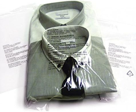100 Clear Plastic SELF Seal Garment Clothing Bags with Safety Warning RESEALABLE Peel & Seal Polypropylene Clothes T-Shirt Shirt Display Postal Packing Postage Sacks MAILERS - SABCO (14" x 17")