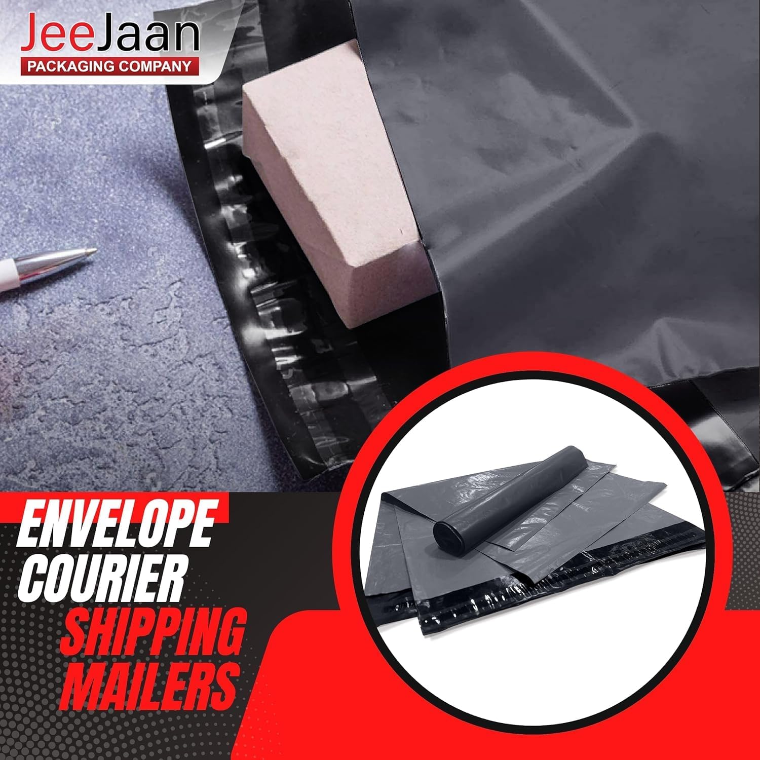 JeeJaan® 10 Pcs of Large Grey Postal Bags 22" x 30" - 560 x 762 mm Packing Bag Poly Mailer Plastic Courier Parcel Envelopes Packaging Shipping Bags Waterproof and Tear-Proof Postal Mailer Courier Bags - Image 6