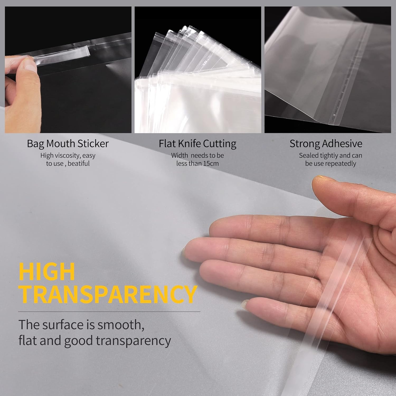 Cellophane Bags 7 * 10cm, Clear Self-Adhesive Bags 100 Packs, Self Sealing Display Bags for Cookies, Cards, Envelopes, Pictures - Image 5