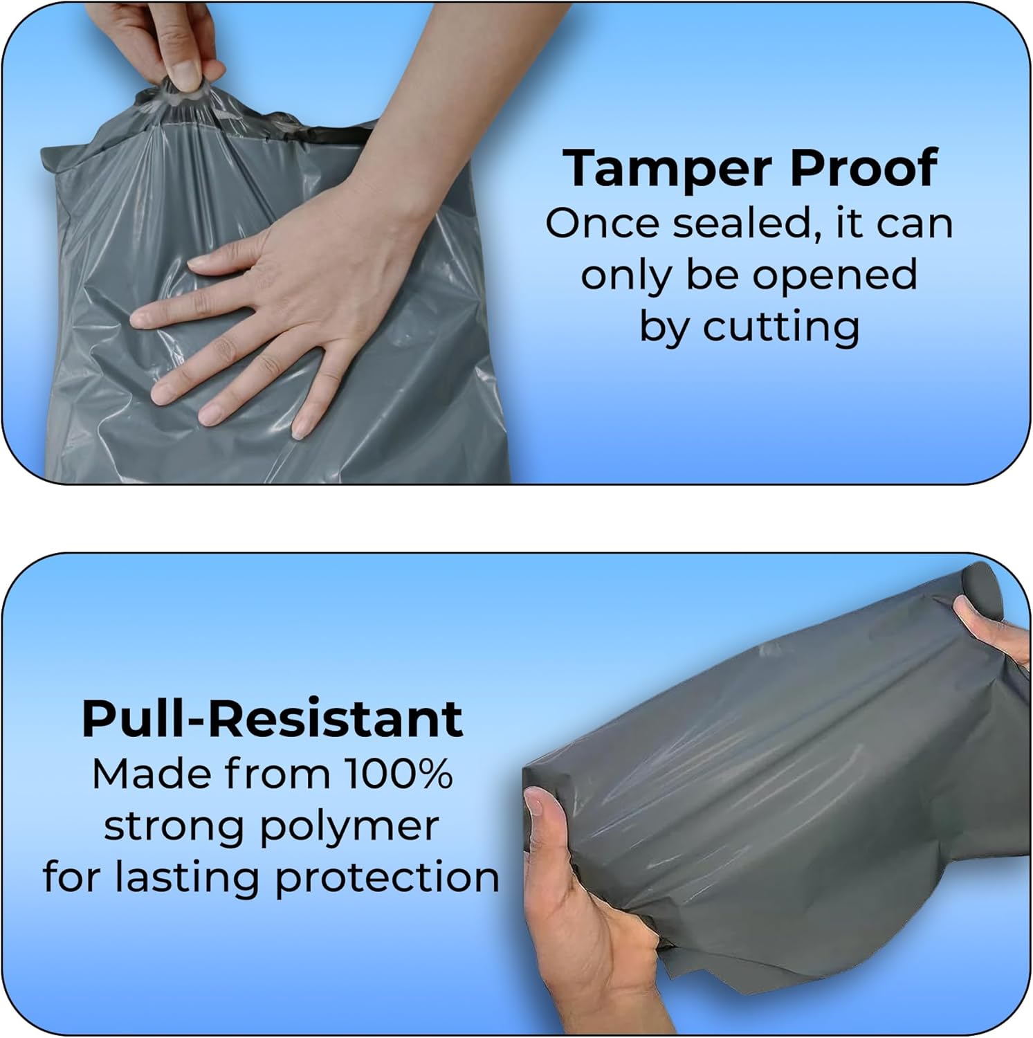 Double Dragon 125 Mixed Size Self-Seal Mailer Bags | Tamper-Proof Plastic Packaging for Mailing, Postage, Shipping & Delivery | Grey (5 Sizes | Small to Large | 25 Each) - Image 4