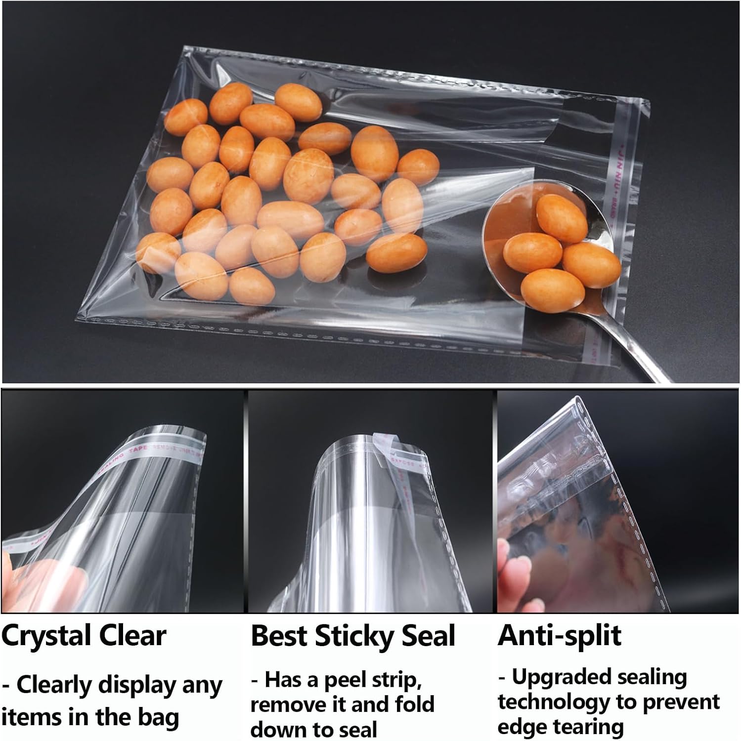 Transparent Polypropylene Cellophane Bags, 6.3x9 Inches, 100pcs, With Adhesive Strips, Multi-Purpose, Ideal for Gift Bags and Packaging - Image 2