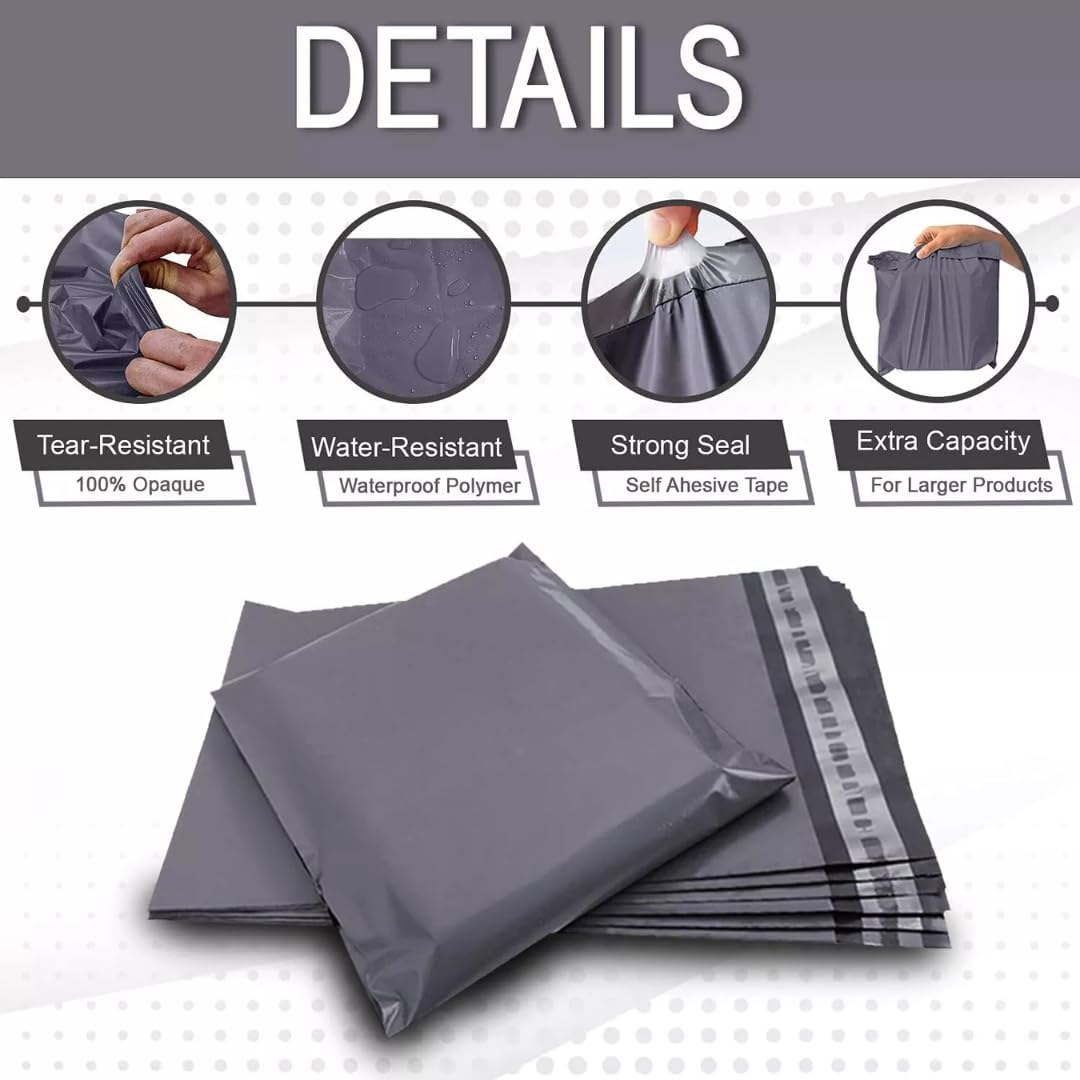 17x24 100 Mailing Bags Self Seal Grey Parcel Bags | Plastic Envelopes Large Mailing Bags, Postage Bags, Shipping Bags | Tear Proof Delivery Bags for Parcels Packing 432mm x 610mm - Image 8