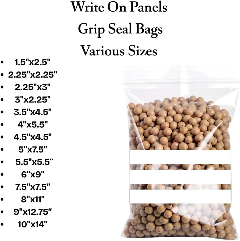 Pack of 100 Bags - 10'' x 14'' Multipurpose Write on Panel/Stripe Grip Seal Zip Lock Reusable Resealable Strong Clear Plastic Polythene Bags (10'' x 14'') - Image 3