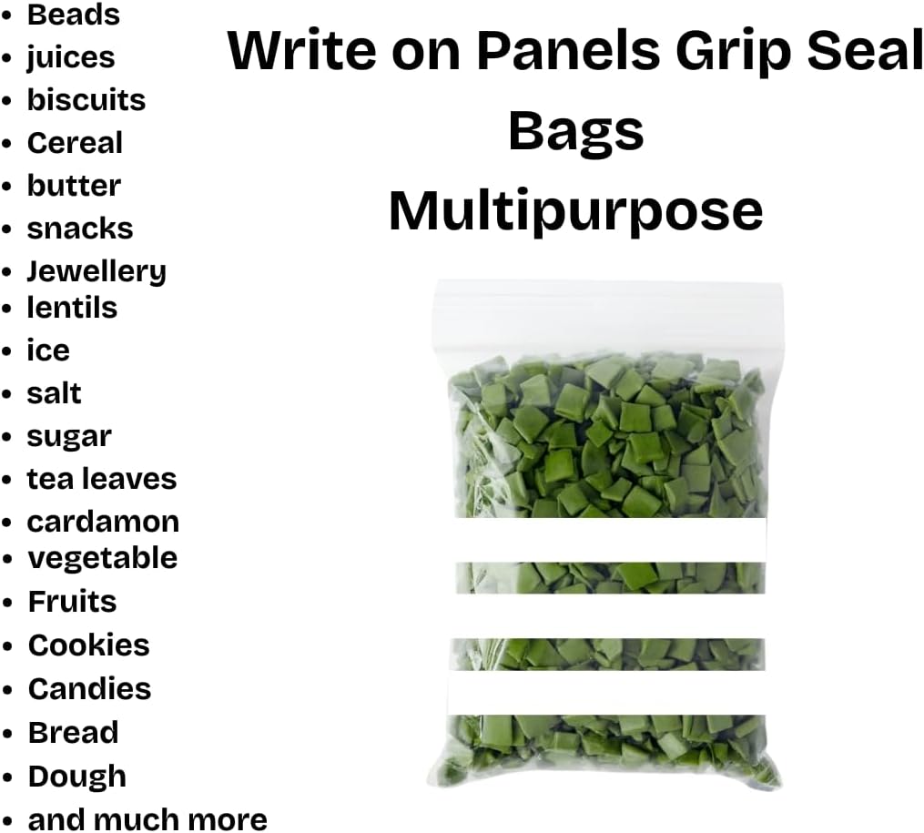 Pack of 100 Bags - 10'' x 14'' Multipurpose Write on Panel/Stripe Grip Seal Zip Lock Reusable Resealable Strong Clear Plastic Polythene Bags (10'' x 14'') - Image 4