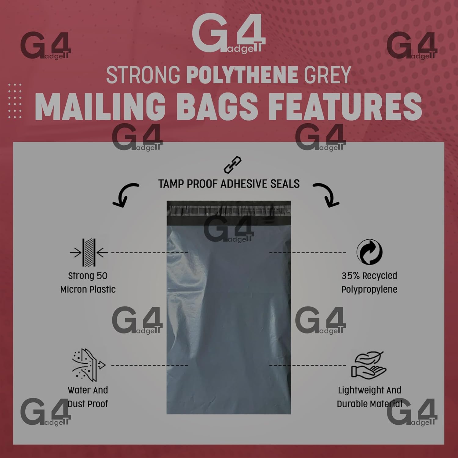 G4GADGET 100x 6.5 x 9 Inch Mailing Bags – Water-Resistant Shipping Envelopes for Secure Packaging – Ideal for Clothes, Small Items & Parcels, Self-Seal Closure, Recyclable - Image 3