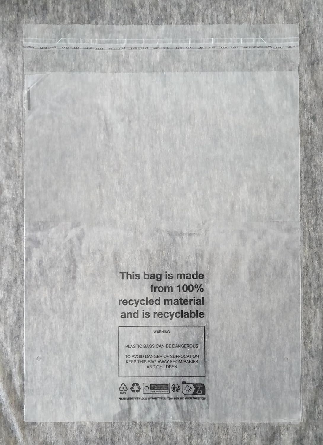 100 CLEAR TRANSPARENT PLASTIC GARMENT CLOTHING RETAIL PACKAGING BAGS SAFETY WARNING - SMALL SIZE 12x15" 300x380mm 30mu PEEL & SEAL SEE THROUGH CLOTHES SHIRT T-SHIRT STORAGE PROTECTION DISPLAY BAGS