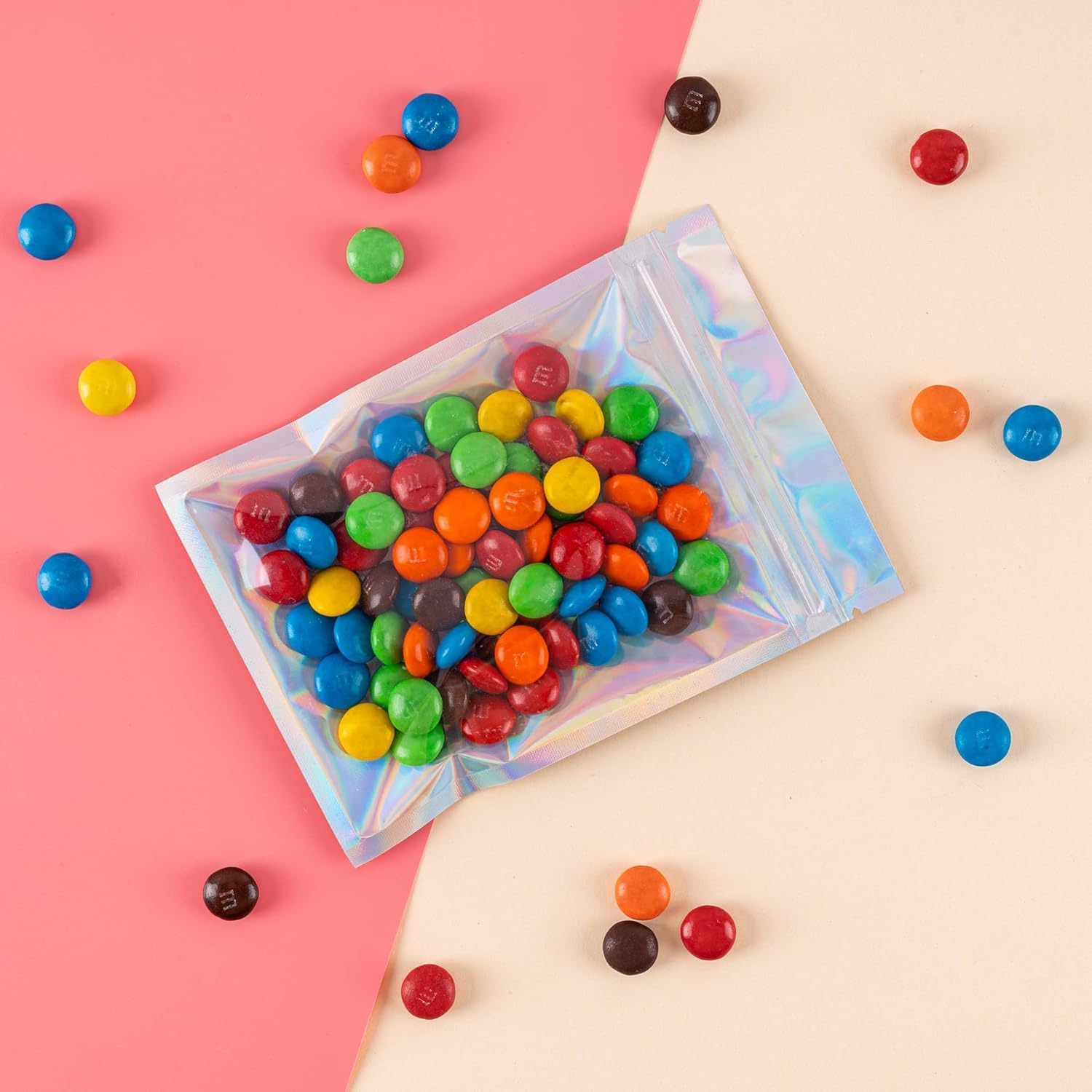 100pcs Holographic Bags 8x13cm, Foil Smell Proof Resealable Sweet Pouches, Small Plastic Bags for Lipgloss, Jewelry, Eyelash, Food Storage, Gift Grip Foil Ziplock Bags - Image 3