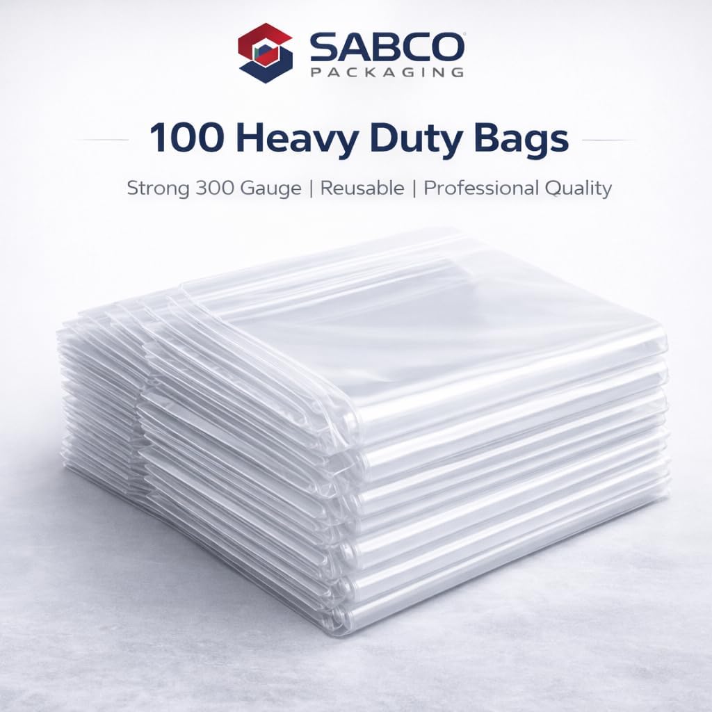 Sabco - 100 Grip Seal Bags 8" x 12" HEAVY DUTY 300 Gauge | Reusable Strong Zip Lock | Small Clear Resealable Plastic Bags | Polythene Packaging For Food Storage, Jewellery, Write On Resealable Bags - Image 7