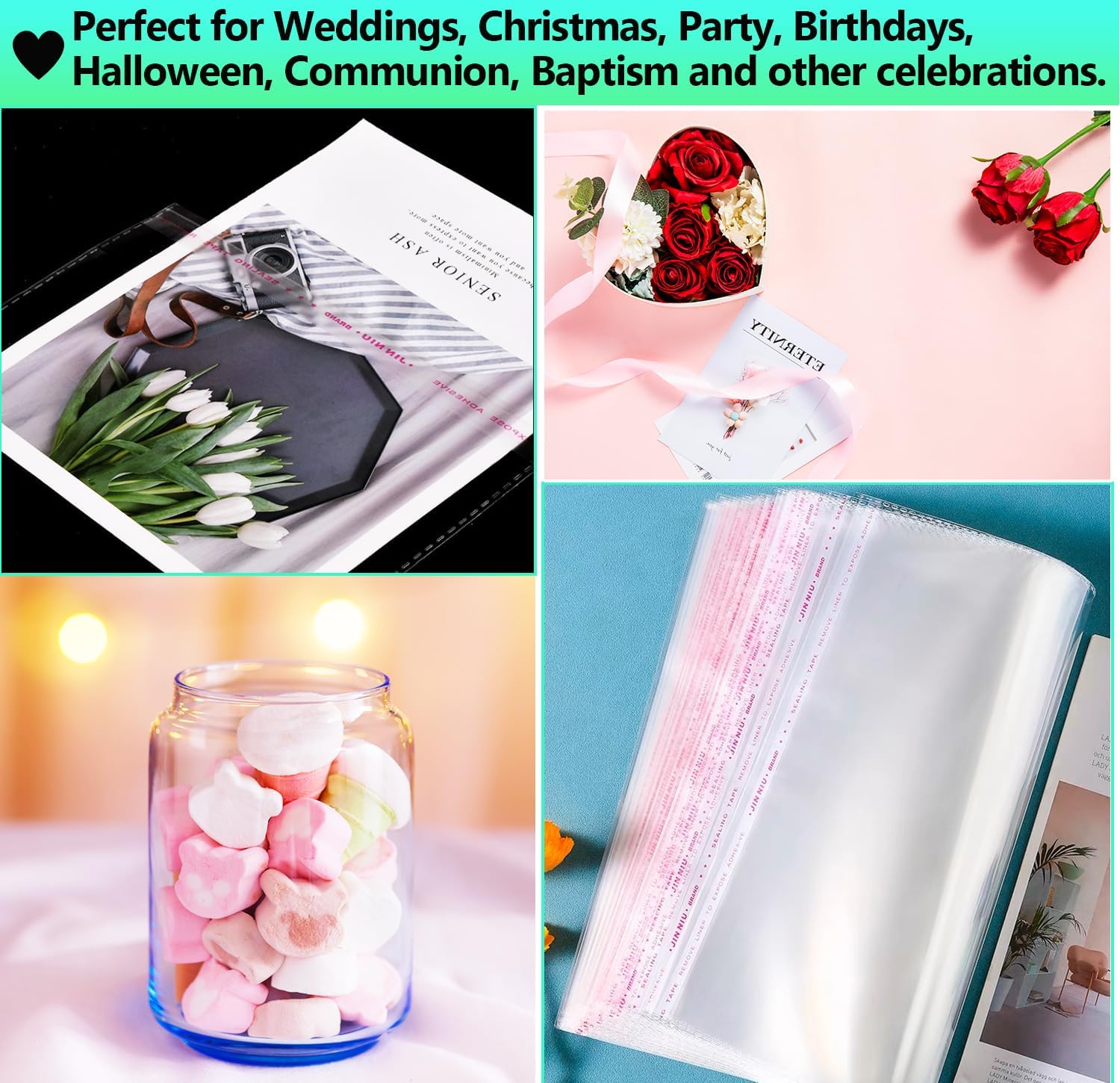 100pcs Clear 9x12.5" Cellophane Bags, A4 File Fit, Food Safe, Multi-purpose, Not Easy to Split, Custom Size, Polypropylene, Packing Material - Image 5