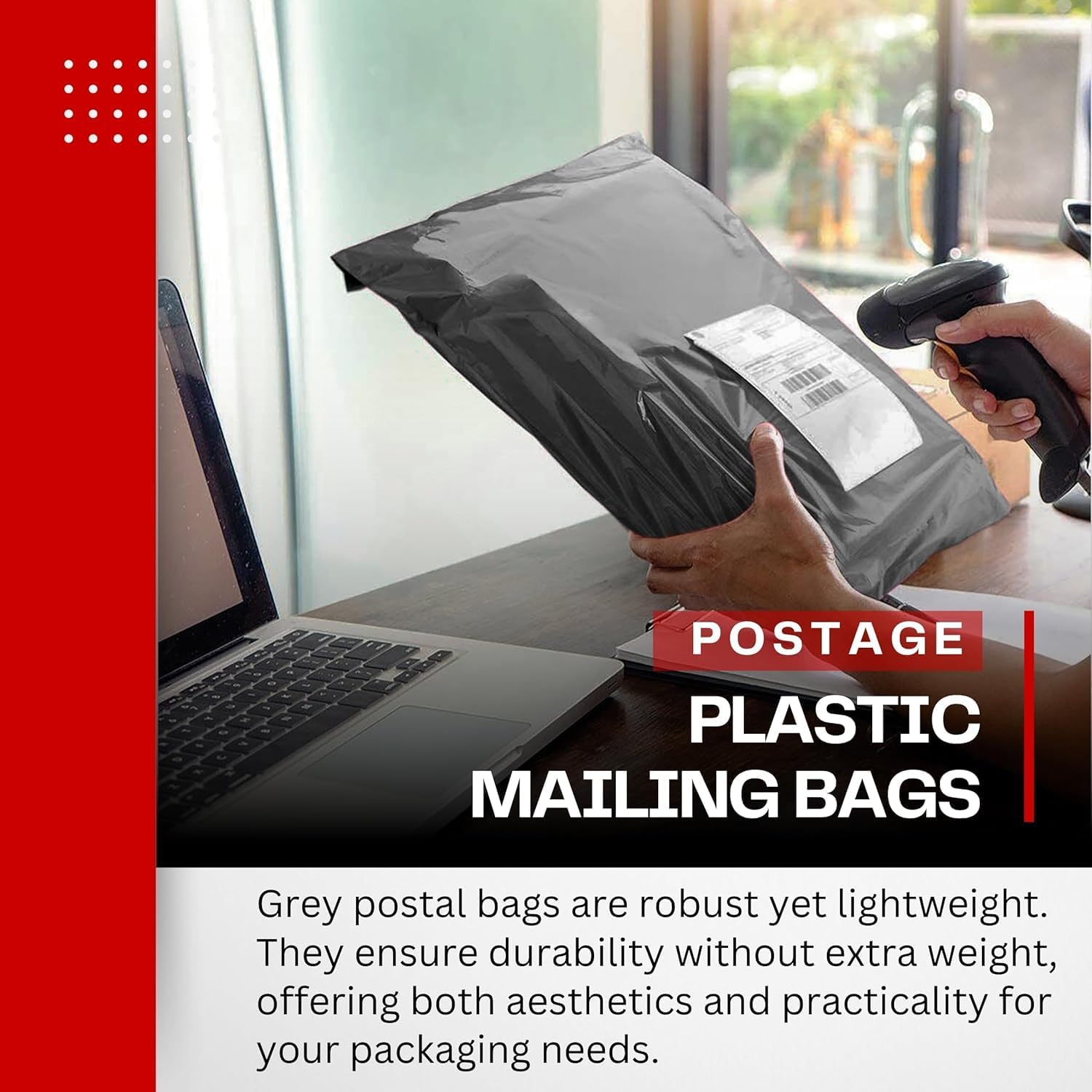 JeeJaan® 50 Grey Postage Bags 9 x 12 - (229 x 305mm) Strong Self Adhesive Waterproof and Tear-Proof Postal Bags Ideal for Shipping Purpose Mailing Bags - Image 4