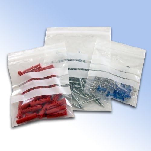 100 Medium 7.5 x 7.5" / 187 x 187mm Clear Plastic Polythene Resealable Grip seal Bags With Write On Panels - Grip Press Seal Lock Packing Packaging Storage Pouches White Labelling Strips - Image 2