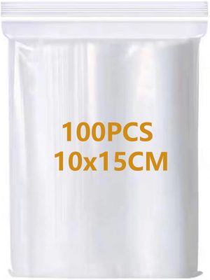 100 Clear Reusable Plastic Zipper B...