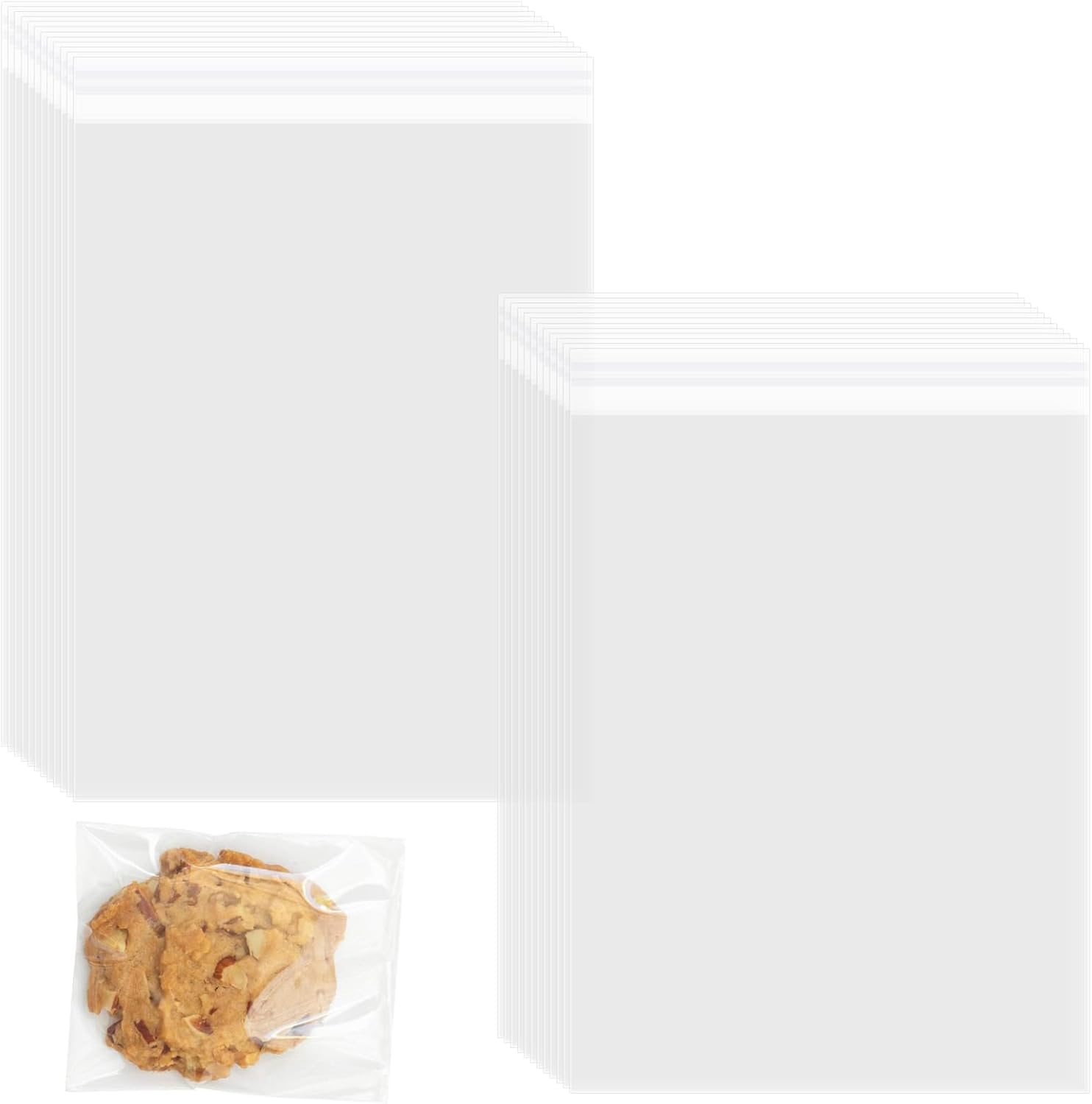 100 Pack Clear Self-adhesive Bags, A5 Self Seal Cellophane Bag Display/Sealable Bag Small Clear Bags for Cookies, Cards, Sweets,Jewelry, Gifts, DIY Handmade