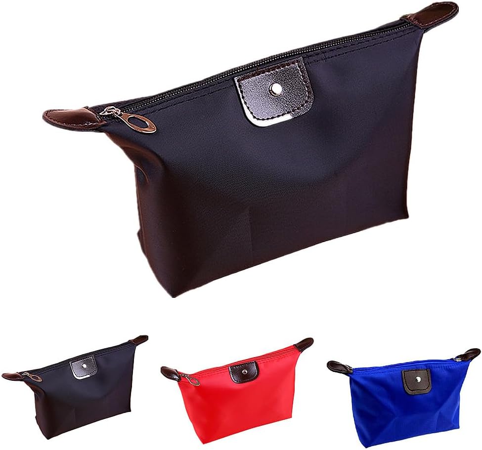 TRIXES 3PCS Small Travel Bag Set – Waterproof Storage and Organiser Pouch for Makeup, Cosmetics, Toiletries, Accessories, Brushes – Bathroom Wash Bags – Royal Blue, Black and Red