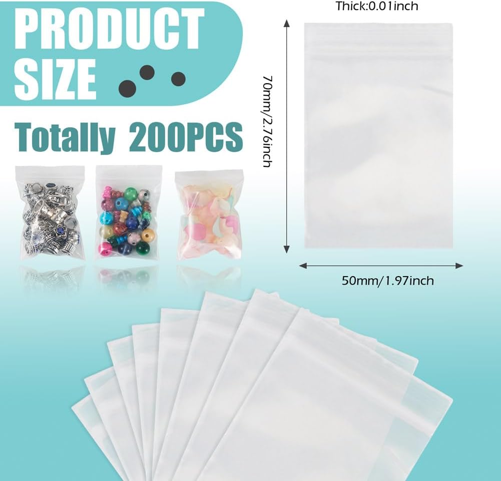 300Pcs/Set Rectangle Transparent Plastic Zip Lock Bags Organizer Storage Clear Top Seal Pouch Self Seal Resealable Packaging Bag 6x4cm - Image 2
