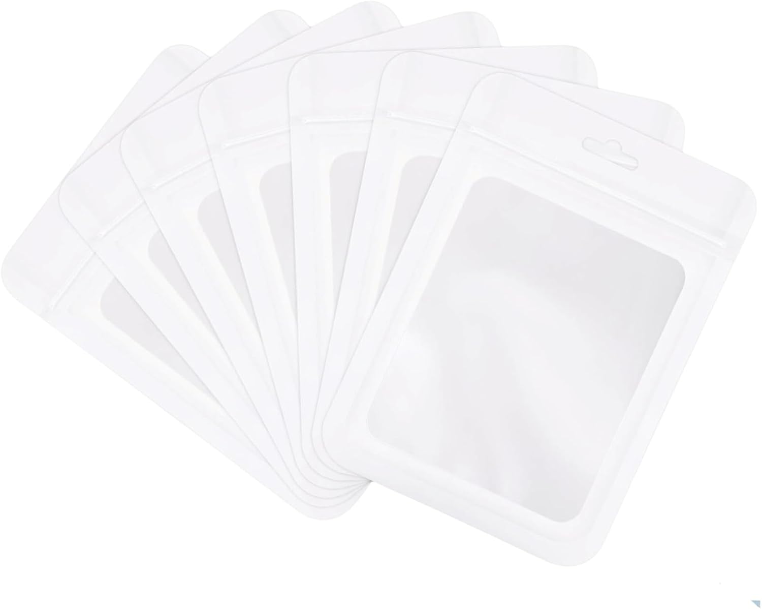 100pcs White Mylar Ziplock Bags - Foil Sealed, Holographic Plastic Packaging - 6x10cm Smell Proof, Resealable, Small, Sample, Storage, Grip Seal Bags for Food, Jewelry
