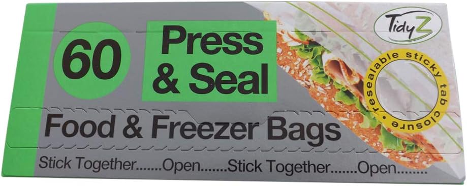 Tidyz Press & Seal Food & Freezer Bags Pack 60