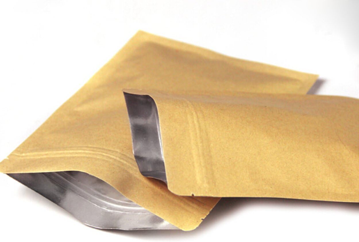 Evergreen Goods 10pcs Brown Kraft Food Stand Up Pouch Bags (90x30x140mm) | Food Grade, Foil Lined, Tear Notch Zip Lock Bags | Resealable Packaging Bags for Bath Salt, Dried Food, Tea, Coffee & Snacks - Image 4