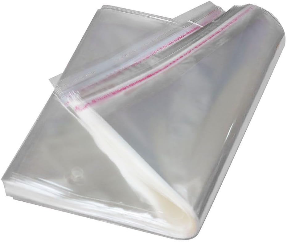 AlphaAcc 100pcs 9 x 12 Inch Clear Poly Bags Bulk Adhesive Self Seal Flap Easy Peel and Stick Clear Bags 2 Mil, Fit for A4 Paper T-shirts Newspapers